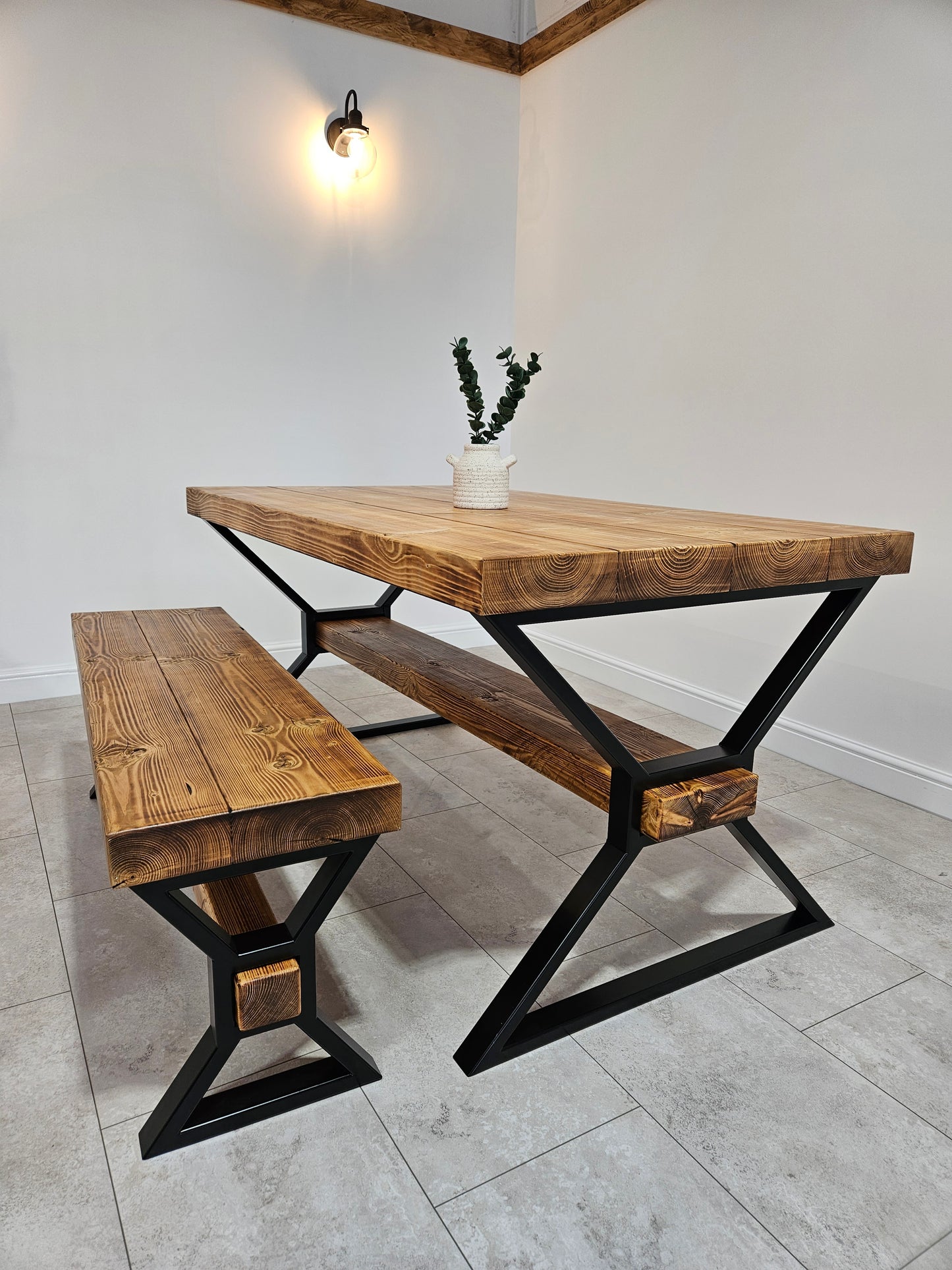Industrial Chunky Dining Table - Solid Timber Top | UK Made