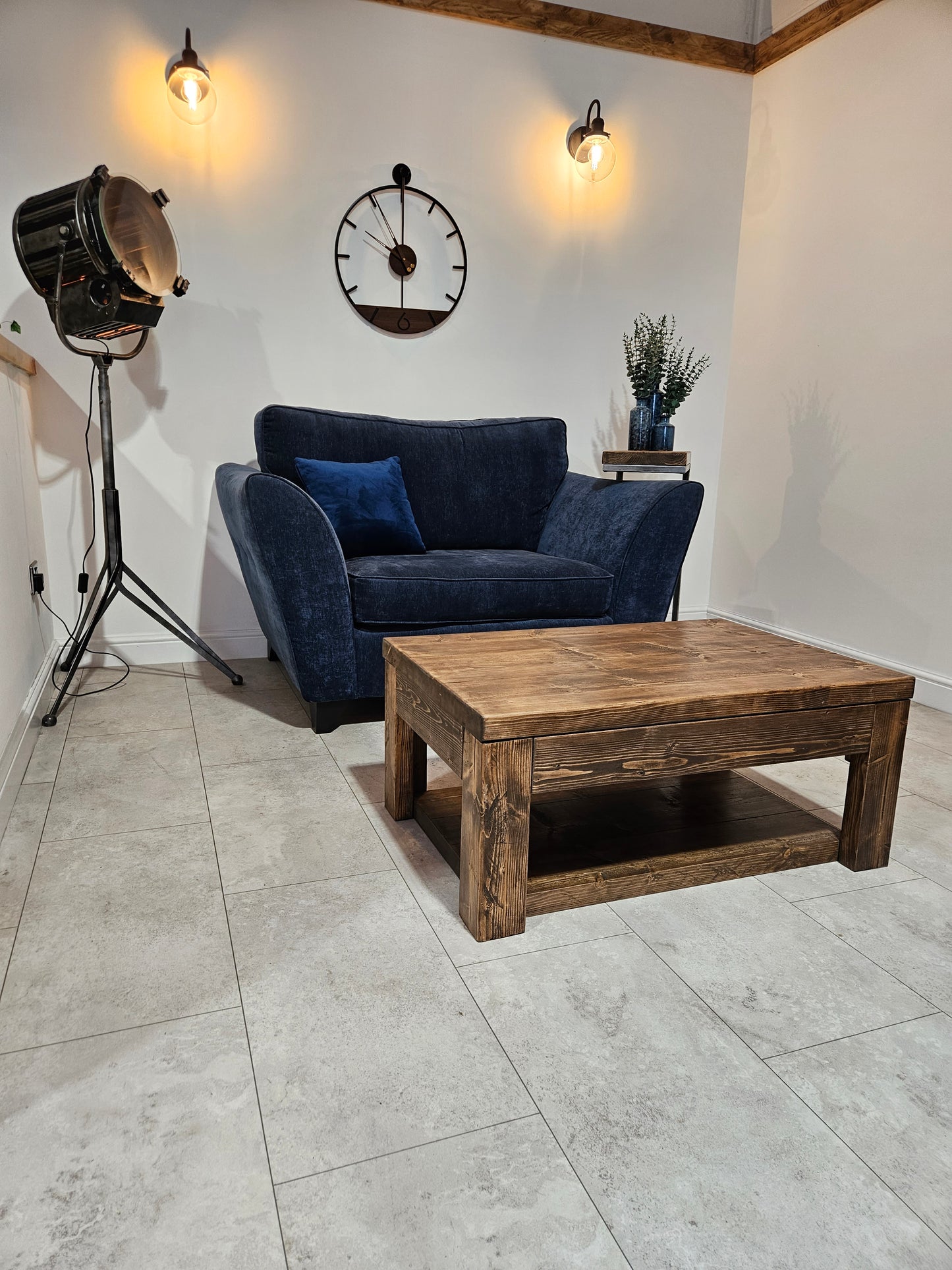 Cantilever coffee table with storage-rustic industrial | UK Made