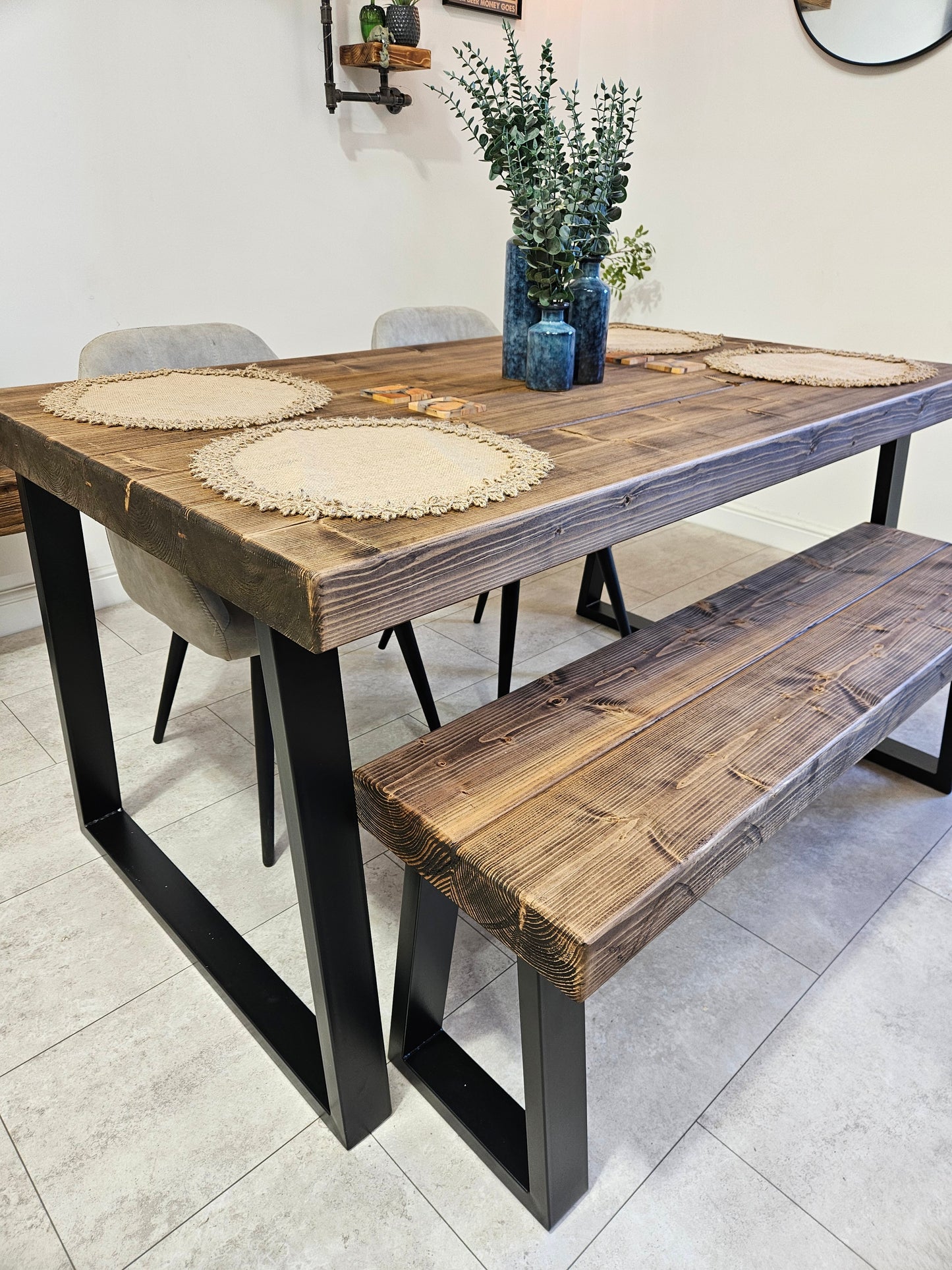 Industrial Dining table-Trapezoid legs | UK Made