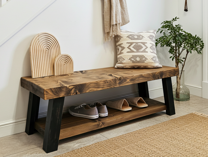 Rustic farmhouse shoe rack, Solid handmade boot rack, Quality wood shoe storage