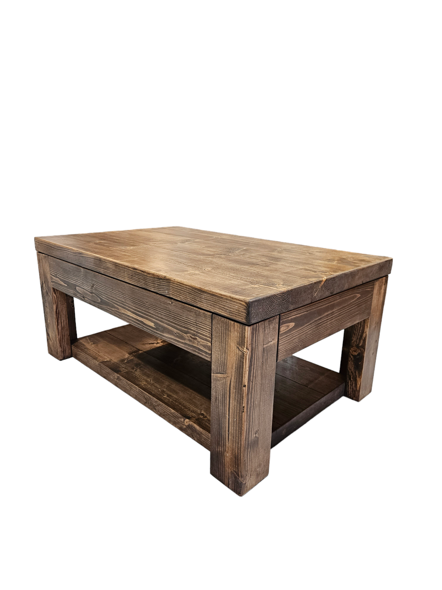 Cantilever coffee table with storage-rustic industrial | UK Made
