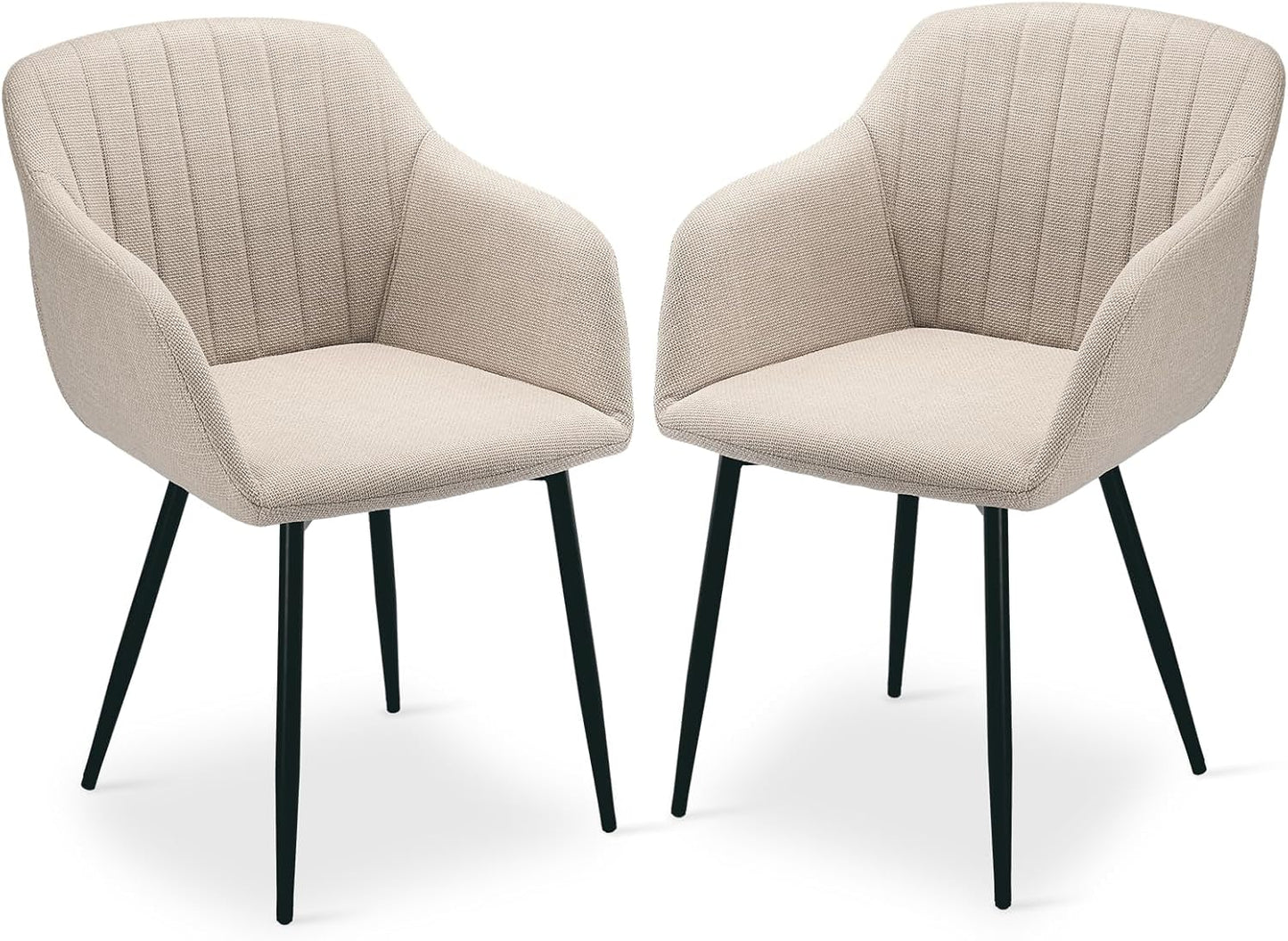Beige Upholstered Dining Armchairs – Set of 4
