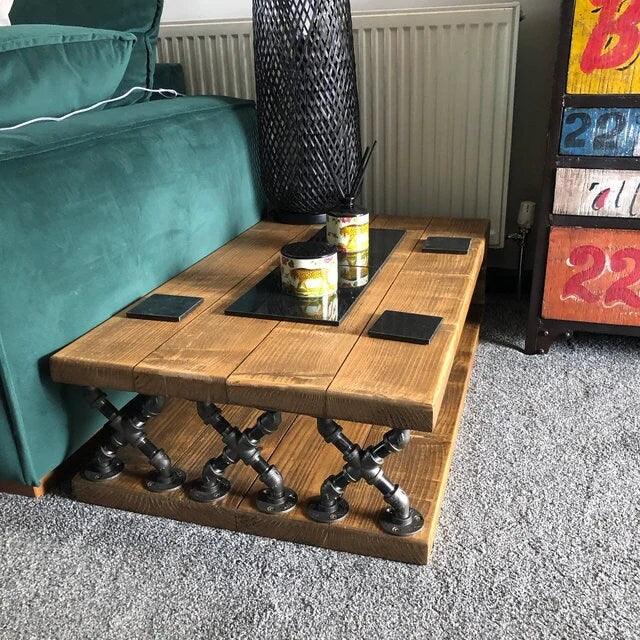 Handmade Industrial Rustic Coffee Table – Solid Wood & Steel Frame - DK Fabrications