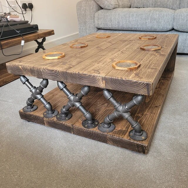 Coffee table handmade industrial rustic