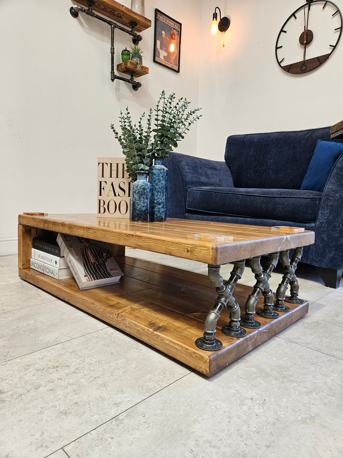 Coffee table handmade industrial rustic