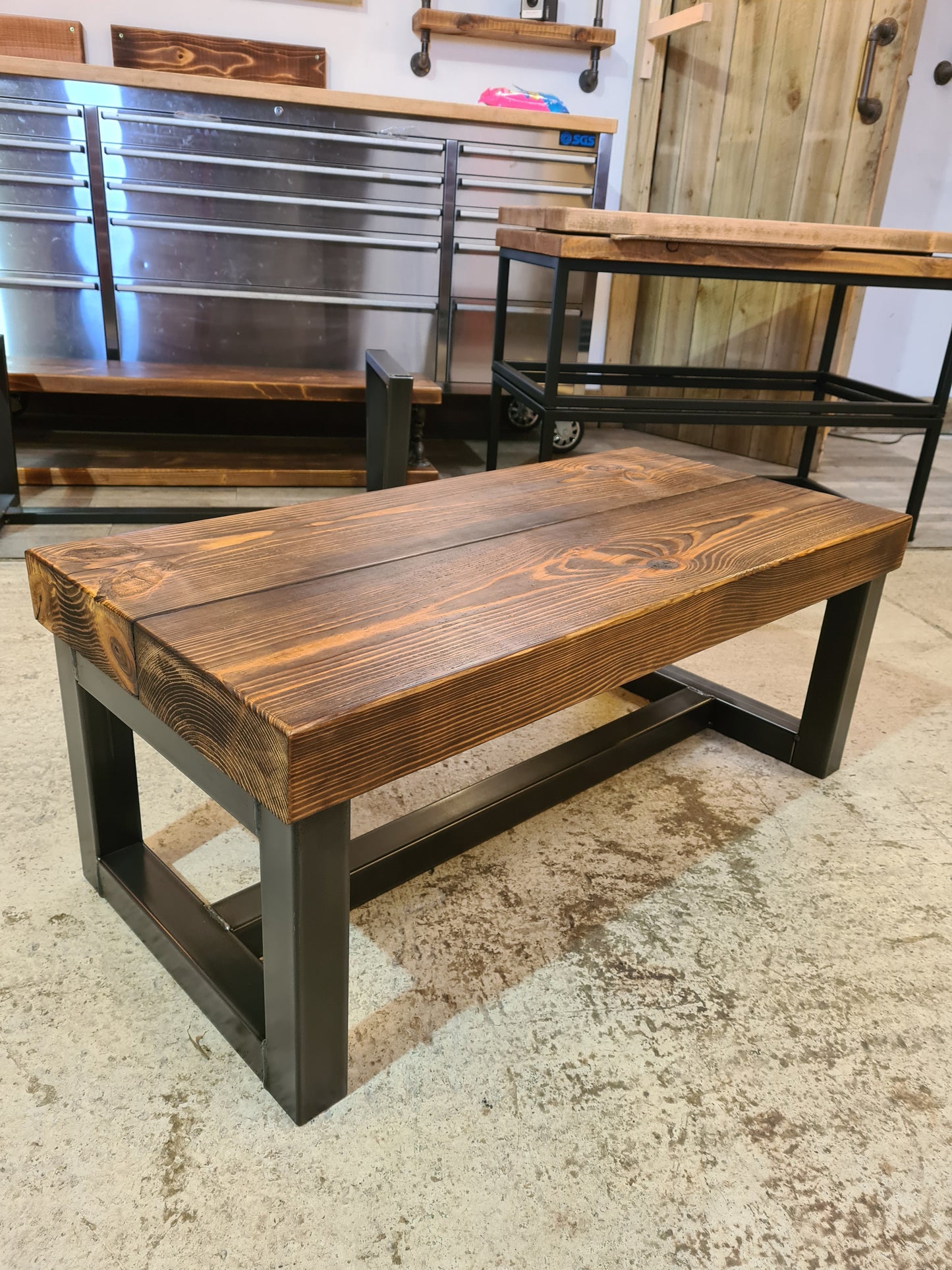Chunky coffee table industrial-Solid top | UK Made