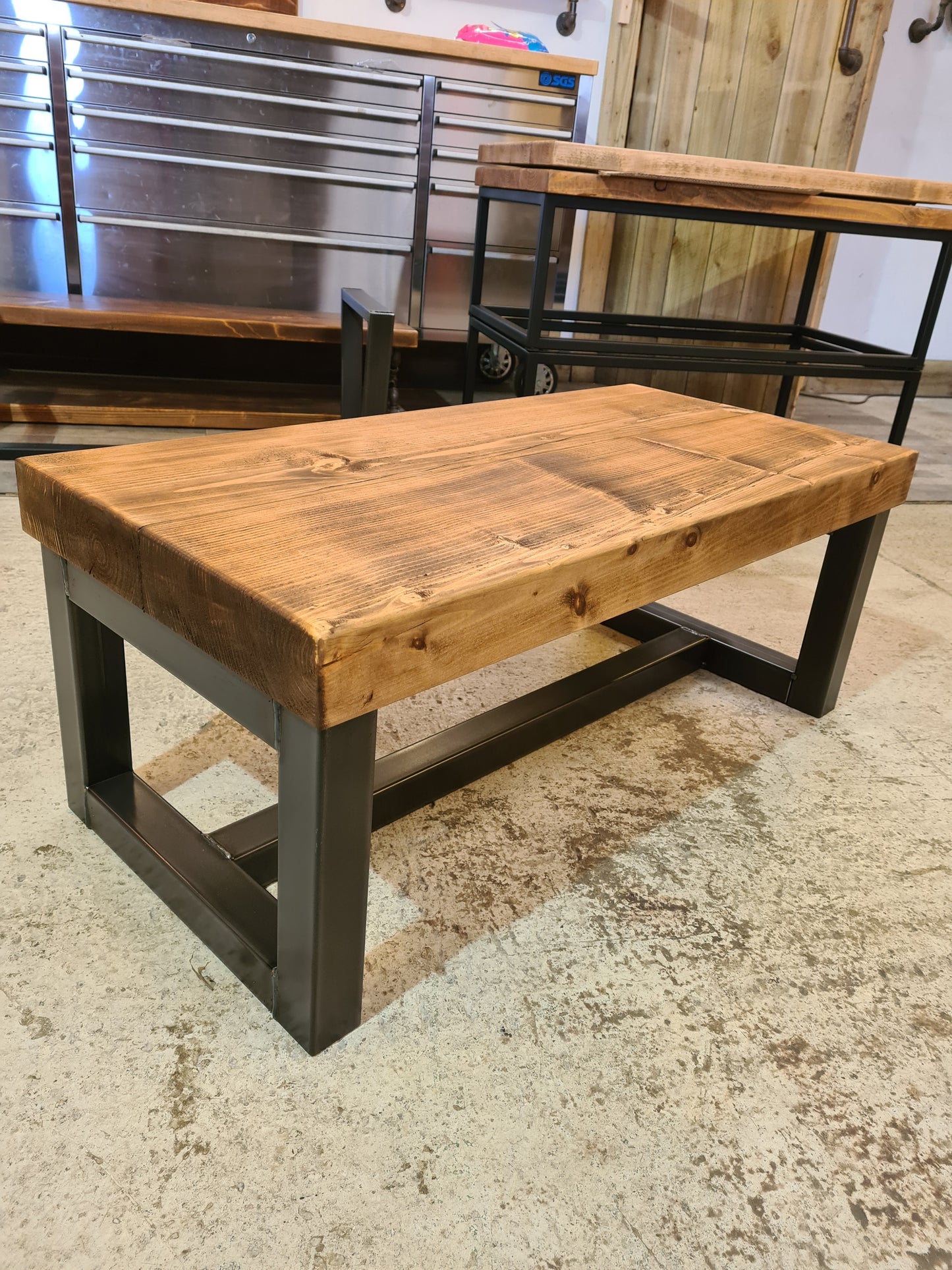 Chunky coffee table industrial-Solid top | UK Made