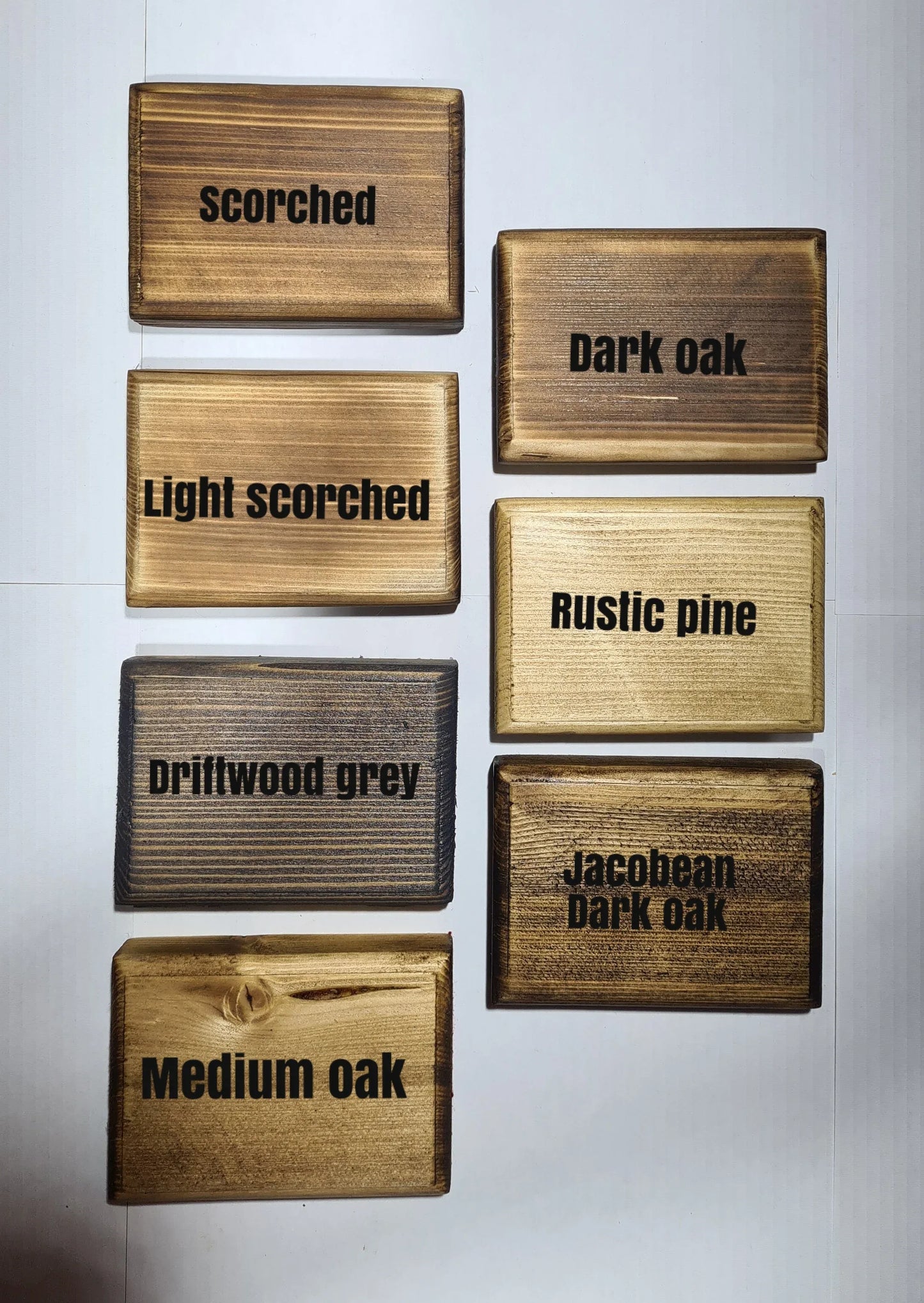 Wood Finish Sample Selection – Antique Pine, Driftwood Grey, Dark Oak & More - DK Fabrications