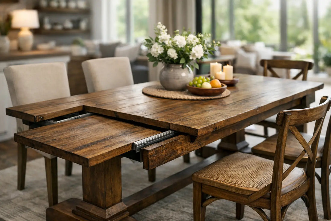 Extendable Rustic Dining Table for Family Homes