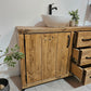 Modern Industrial Vanity Unit – UK Made Solid Wood & Metal - DK Fabrications