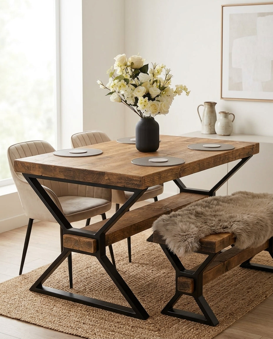 Chunky Dining Table – Handmade Farmhouse Dining Table in Solid Wood | UK Made