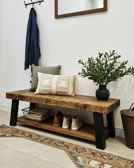 Rustic farmhouse shoe rack, Solid handmade boot rack, Quality wood shoe storage