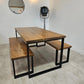 Rustic Dining Table with Square Steel Legs – Solid Wood & Metal - DK Fabrications