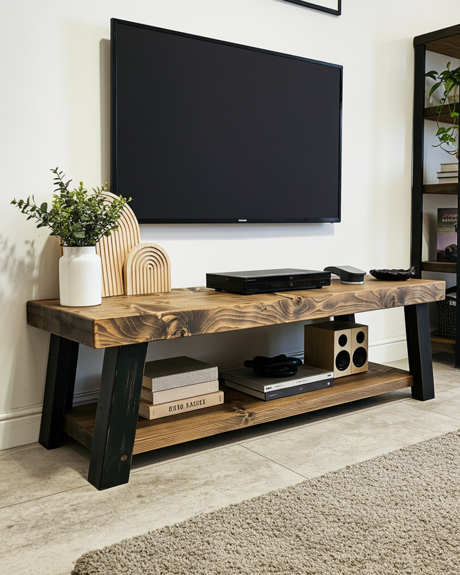 Farmhouse style TV Stand, Rustic solid wood tv unit, Quality handmade media unit
