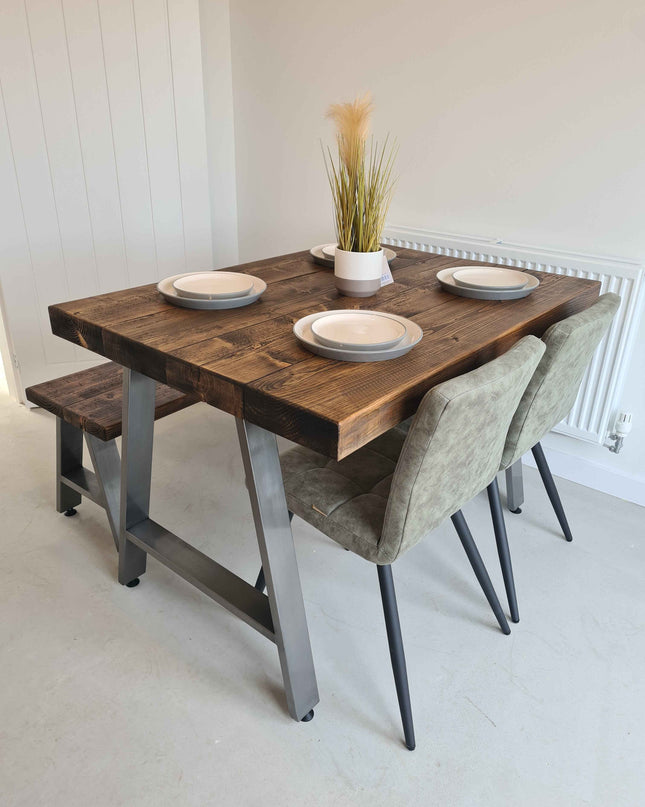 Industrial Dining Table-A Frame  legs-Matt black | UK Made