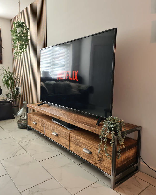 Industrial TV Stand-drawers | UK Made