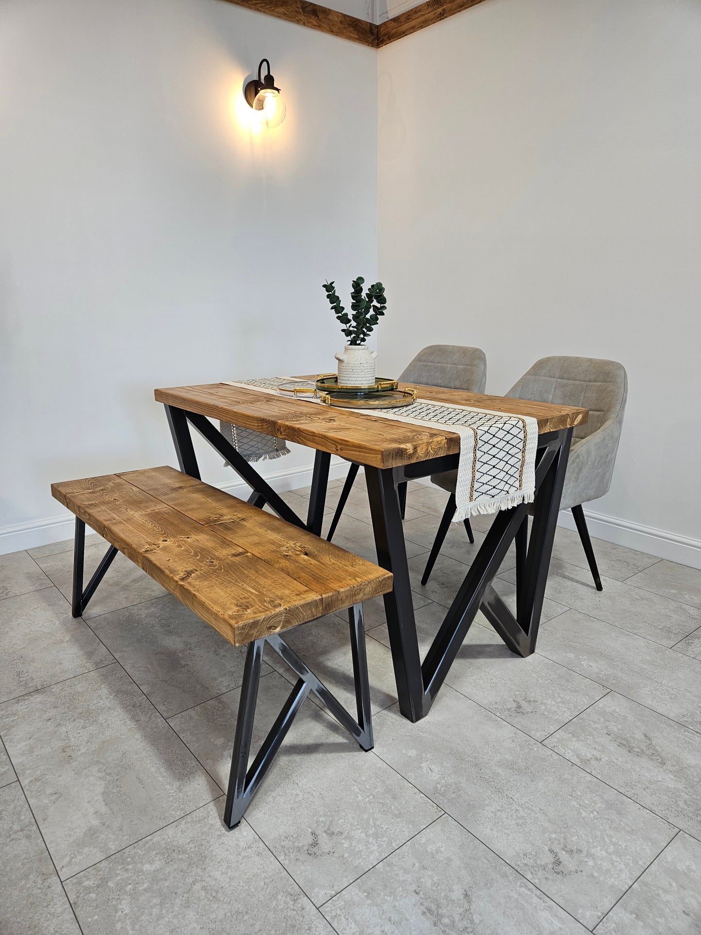 Industrial Dining Table Unique Clear coat raw steel legs