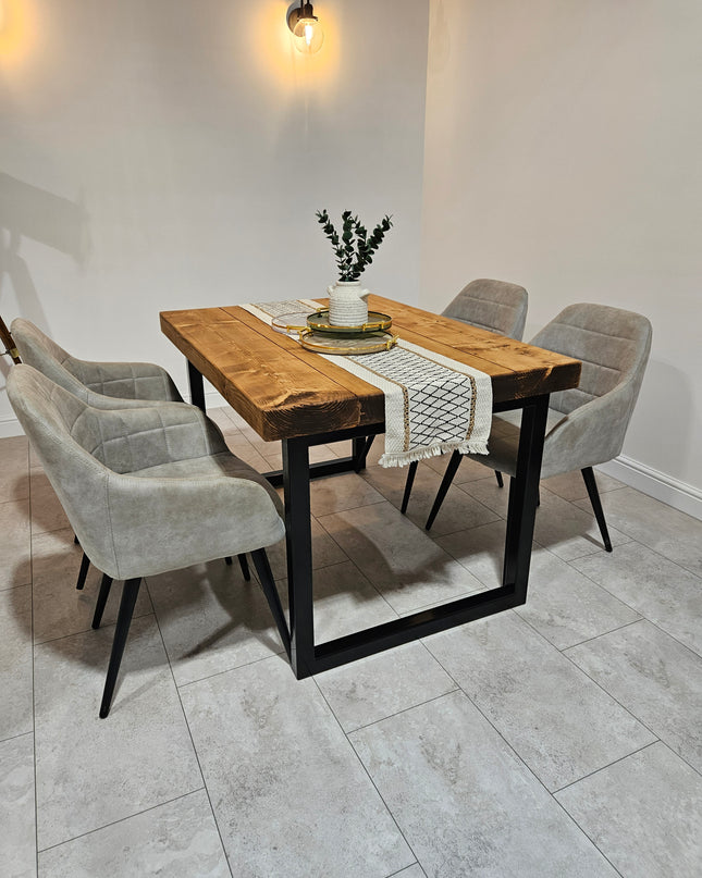 Industrial Dining table-square legs-chunky top | UK Made - DK Fabrications