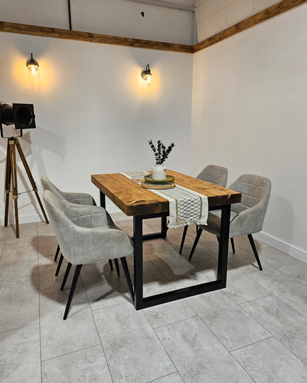 Industrial Dining table-square legs-chunky top | UK Made - DK Fabrications