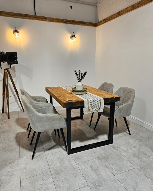 Industrial Dining table-square legs-chunky top | UK Made - DK Fabrications