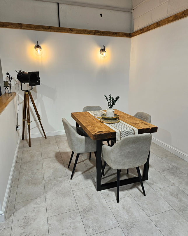 Industrial Dining table-square legs-chunky top | UK Made - DK Fabrications