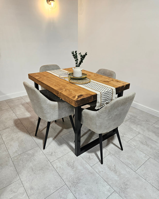 Industrial Dining table-square legs-chunky top | UK Made - DK Fabrications