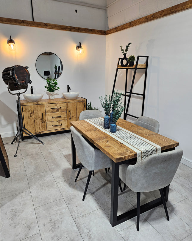 Rustic dining table-square legs | UK Made - DK Fabrications