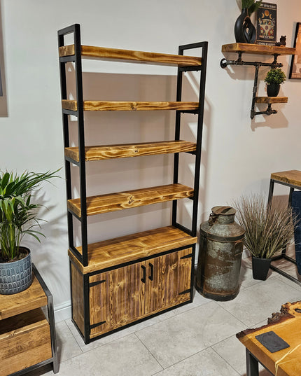 Rustic industrial Bookshelf With Storage | UK Made