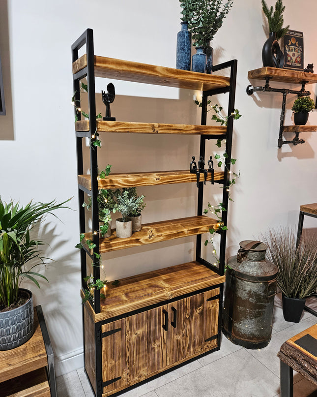 Rustic industrial Bookshelf With Storage | UK Made