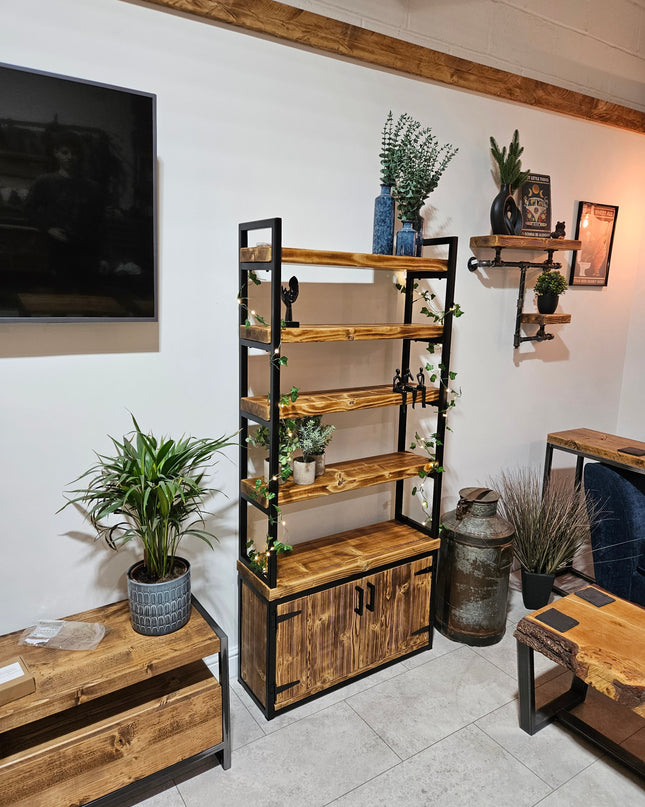 Rustic industrial Bookshelf With Storage | UK Made
