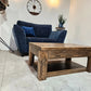 Cantilever coffee table with storage-rustic industrial | UK Made - DK Fabrications