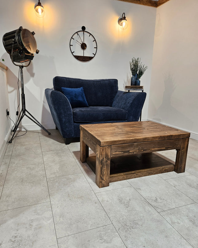 Cantilever coffee table with storage-rustic industrial | UK Made