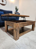 Cantilever coffee table with storage-rustic industrial | UK Made