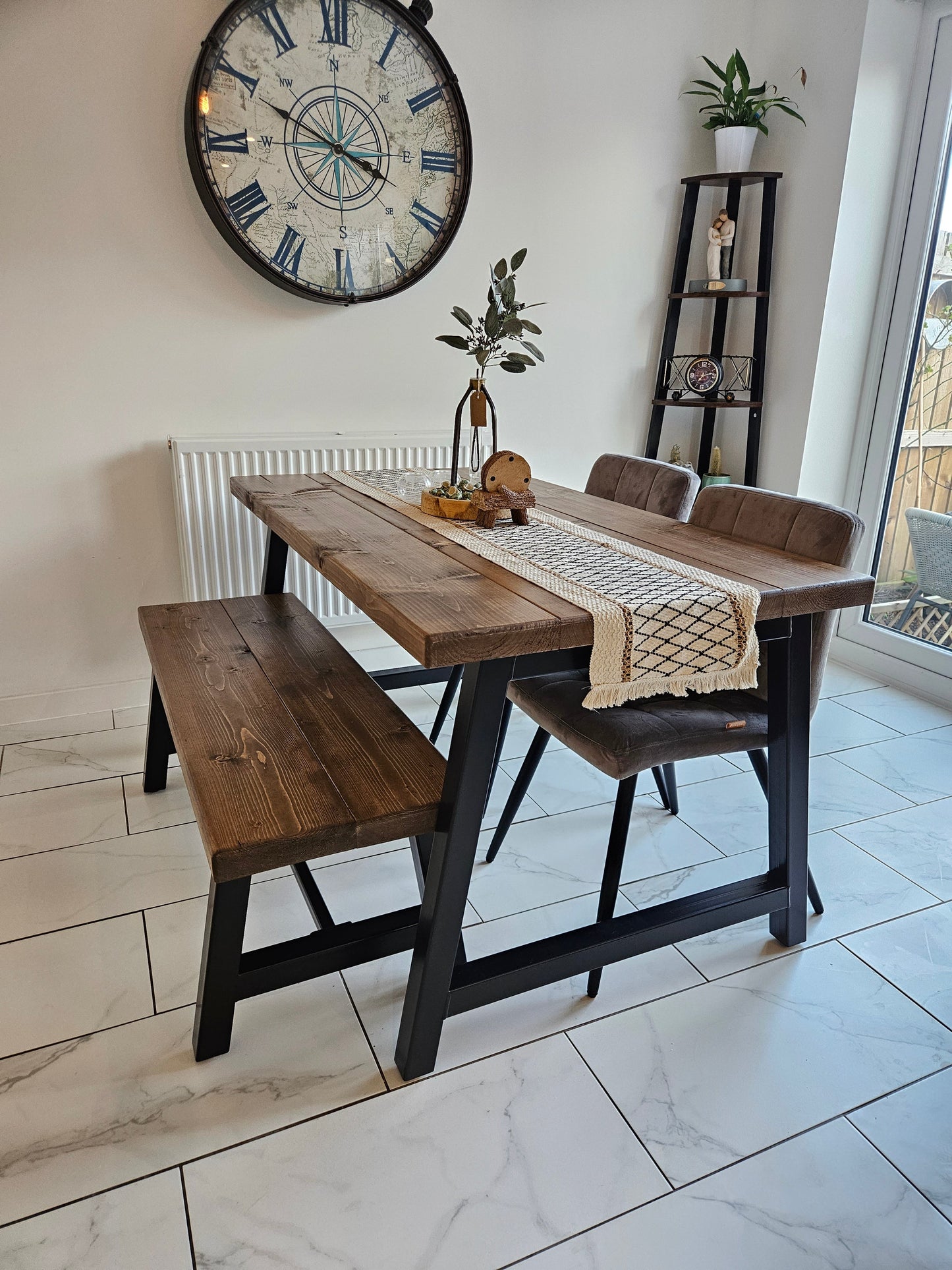 MAK Range A Frame Dining table with bench and 2 chairs
