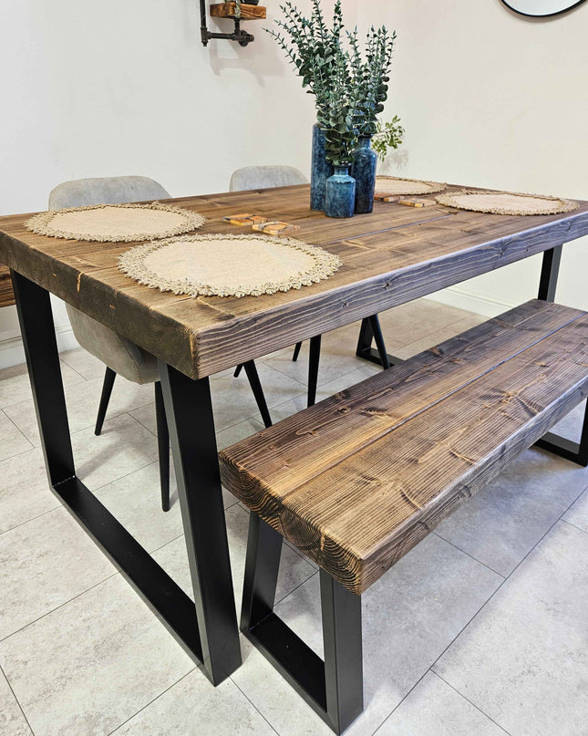 (Made to order) Industrial Dining table-Trapezoid legs | UK Made