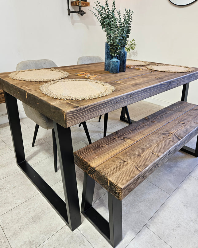 Industrial Dining table-Trapezoid legs | UK Made - DK Fabrications