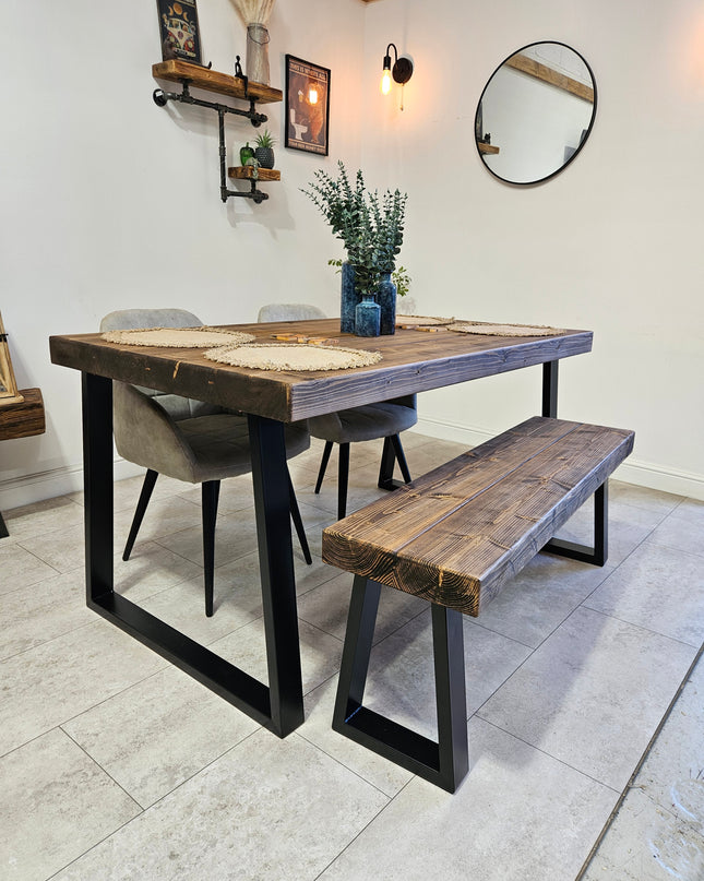 Industrial Dining table-Trapezoid legs | UK Made - DK Fabrications