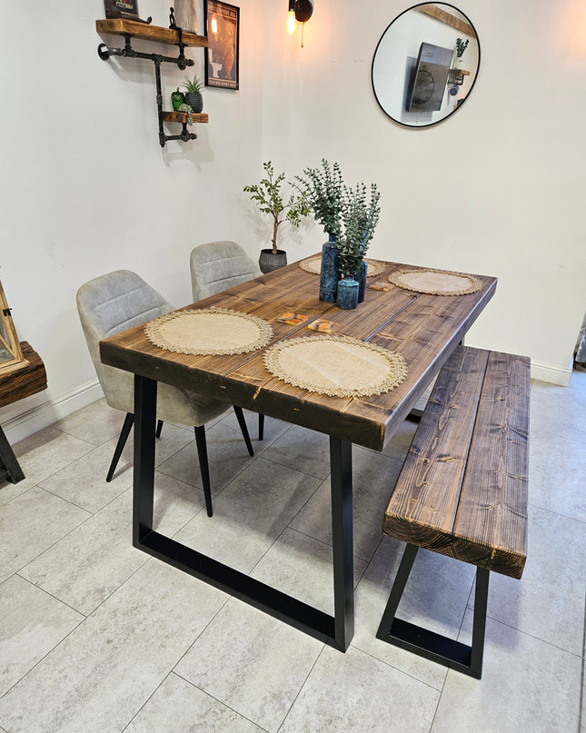 Industrial Dining table-Trapezoid legs | UK Made - DK Fabrications