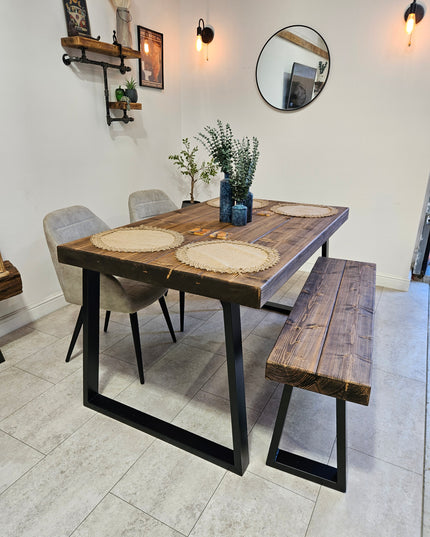 Industrial Dining table-Trapezoid legs | UK Made - DK Fabrications