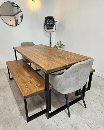 Dining Table Rustic Industrial-square legs | UK Made