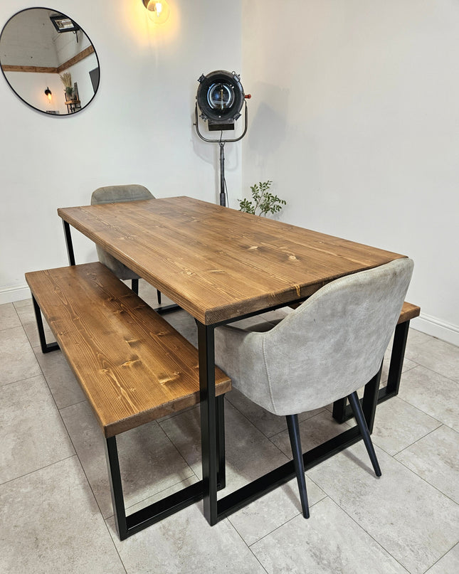 Dining Table Rustic Industrial-square legs | UK Made