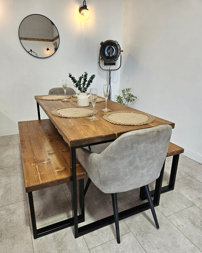 Dining Table Rustic Industrial-square legs | UK Made