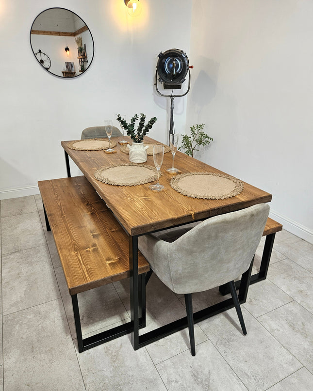 Dining Table Rustic Industrial-square legs | UK Made