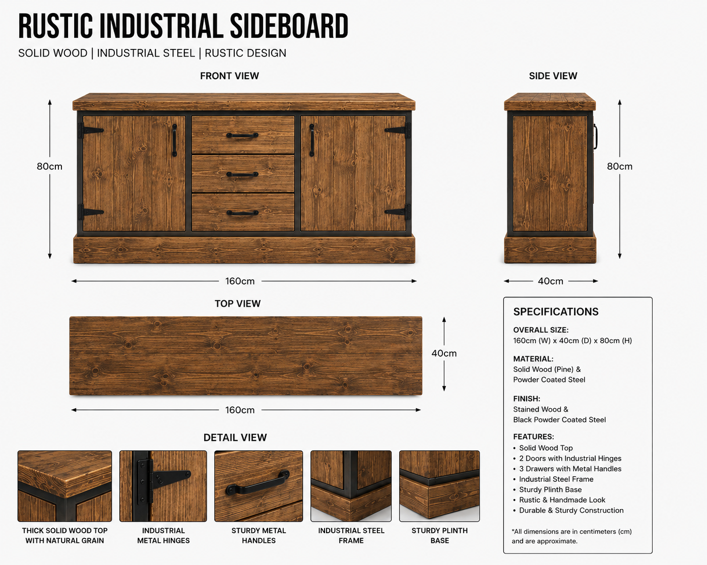 Industrial Sideboard – Wood & Metal Storage Cabinet