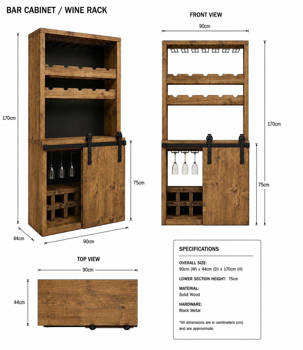 Industrial Drinks Cabinet – Handmade Solid Wood & Steel Bar Cabinet