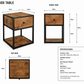 Solid Oak Bedside Table – Handmade Industrial Oak Nightstand