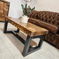 Chunky Industrial Coffee Table – Solid Wood & Metal - DK Fabrications