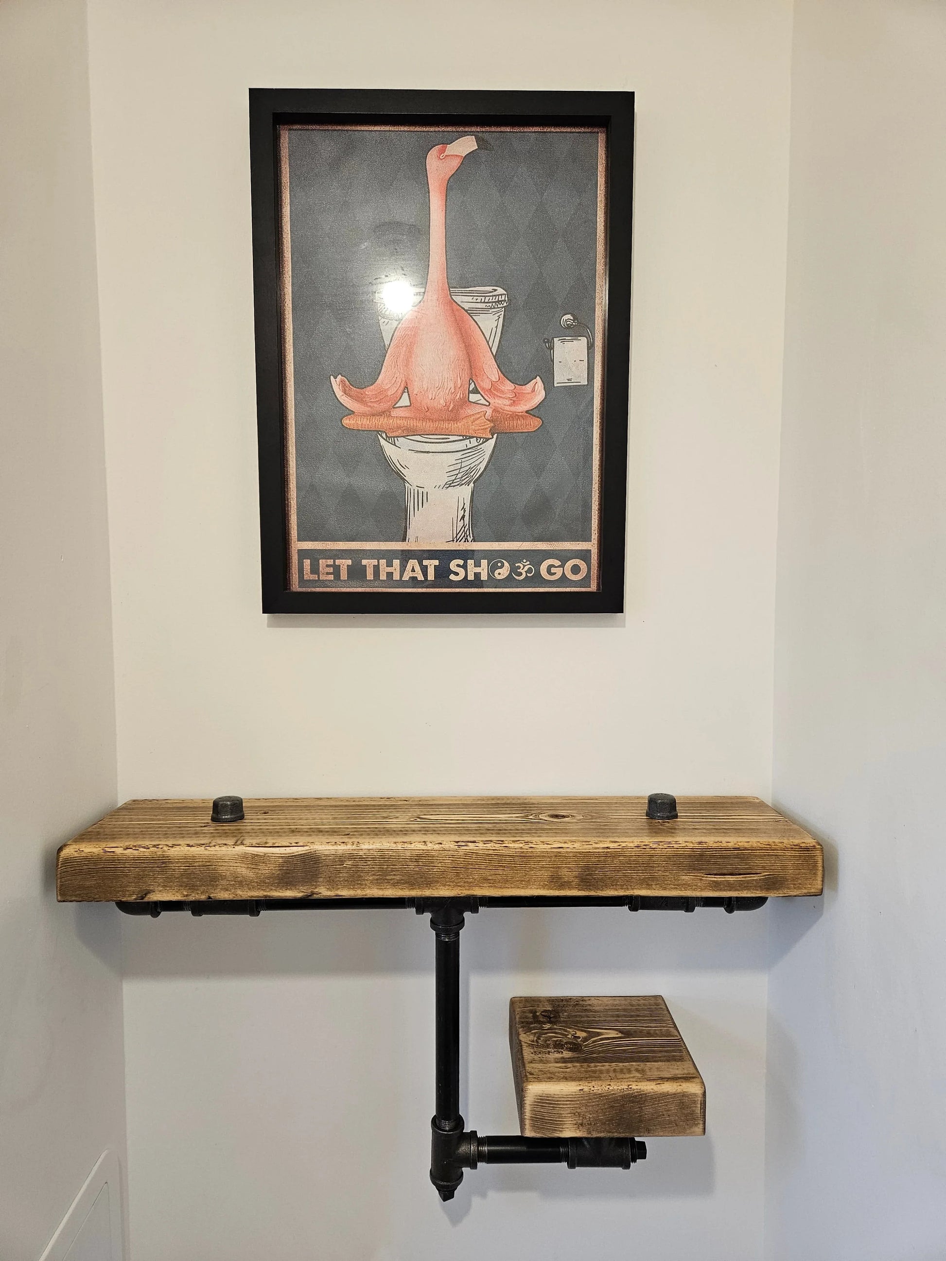 Rustic 2-Tier Shelving Unit – Wood & Metal Shelf for Storage & Display - DK Fabrications