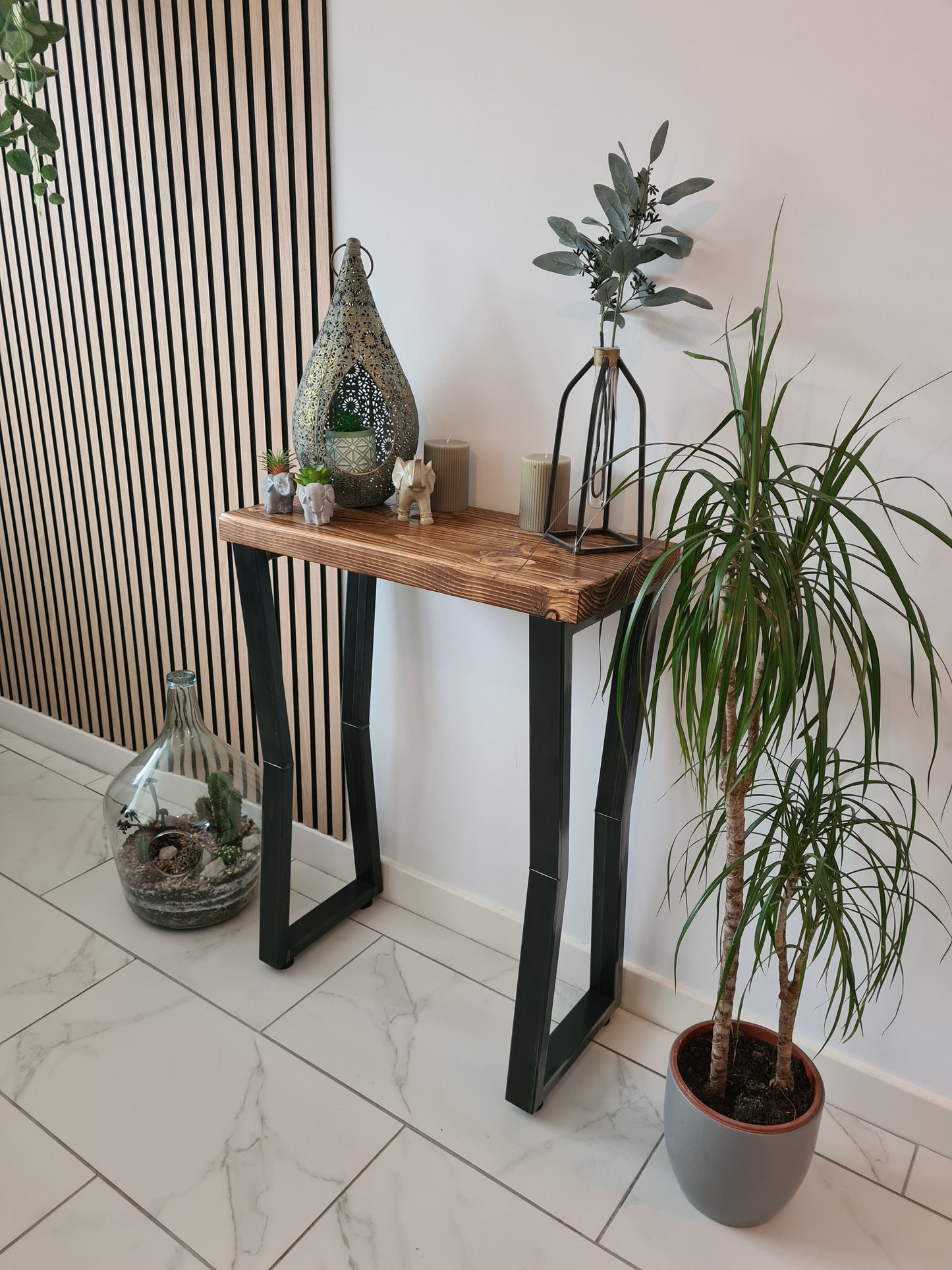 Handmade industrial rustic console table for living room