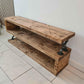 Rustic Handmade TV Unit with 3 Shelves – Solid Wood Media Console - DK Fabrications
